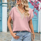 V-neck Lace Satin Short-sleeved Shirt 32097841