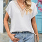 V-neck Lace Satin Short-sleeved Shirt 32097841