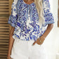 Women's Strappy Printed Bohemian Short-sleeved Shirt 19684748