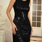 Sequined Chiffon Temperament Slim Midi Dress Two-piece Set