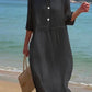 Pure Cotton Lapel Everyday Versatile Mid-length Dress