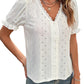 Women's V-neck Lace White Hollow Pullover Shirt 48246765YM