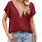 V-neck Lace Satin Short-sleeved Shirt 32097841