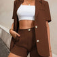 Temperament Solid Color Suit with High Waist Shorts and Suit