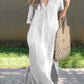 Women's Solid Color V-Neck Linen Pocket Dress