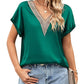 V-neck Lace Satin Short-sleeved Shirt 32097841