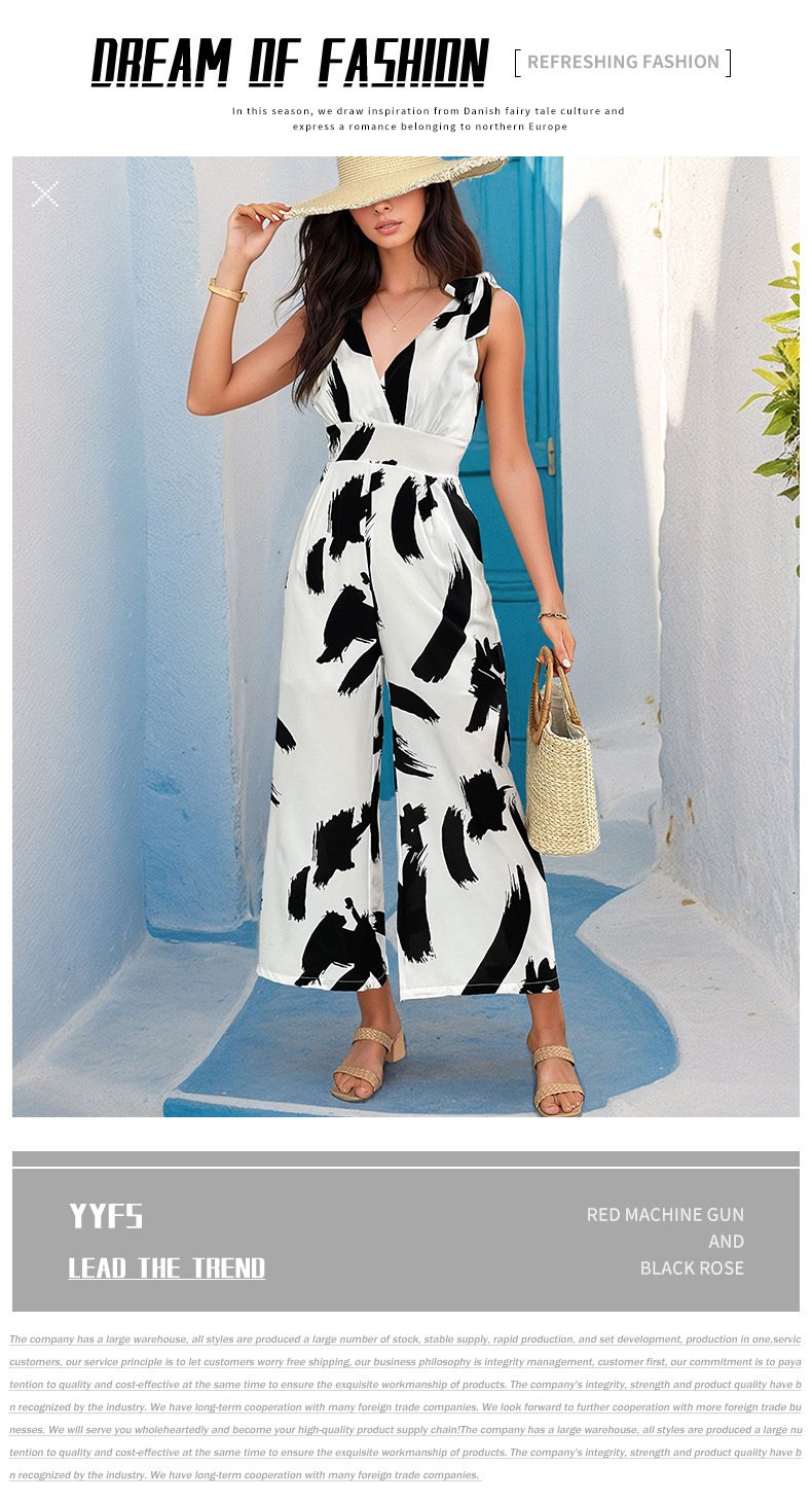 Sleeveless Brush Print Jumpsuit 18859005YM