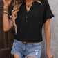 V-neck Button-down Solid Color Short-sleeved T-shirt 01225824