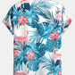 Buttoned Shirt with Tropical Flamingo Print and Short Swim Shorts