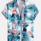 Buttoned Shirt with Tropical Flamingo Print and Short Swim Shorts