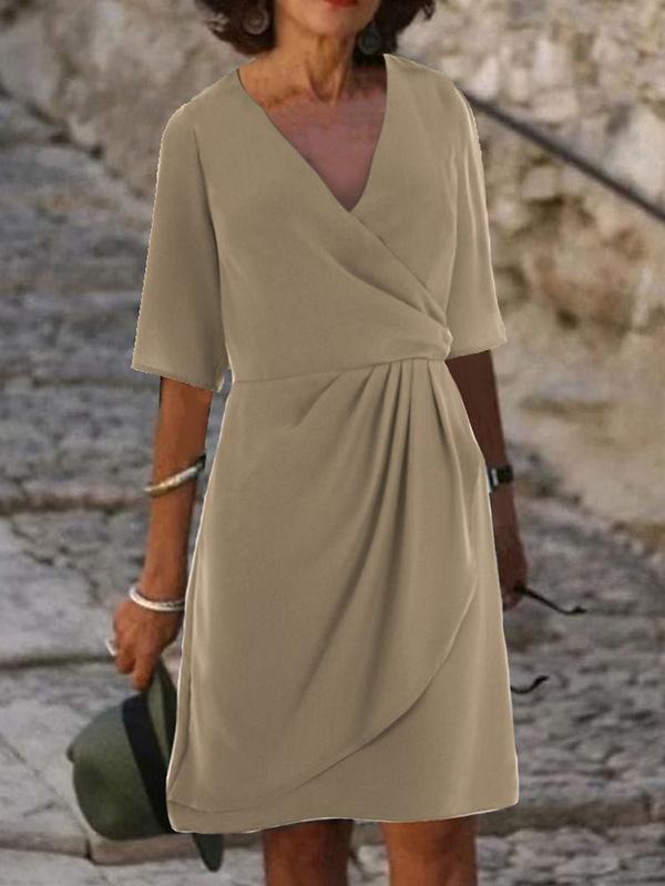 Cotton and Linen Daily Cross V-Neck Midi Dress