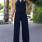 Stylish Vest Draped Back and Wide-leg Trousers Set