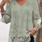 Water-soluble Lace Sleeves and Hem Printed T-shirt