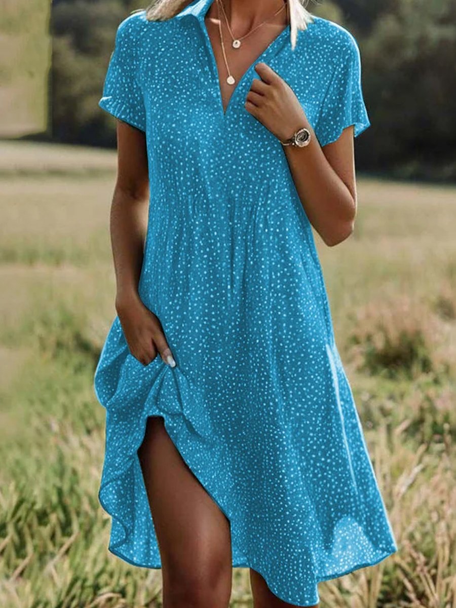 Polka Dot Casual V-neck Dress.