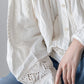 Cotton and Linen Hollow Stitching Long Sleeve Shirt