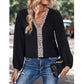 Women's V-neck Loose Patchwork Shirt 73039607YM