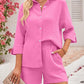 Women's Three-quarter Sleeve Short Cotton Two-piece Suit