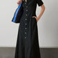 Cotton Cardigan Waist Pocket Maxi Dress