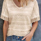 V-neck Lace Patchwork Loose Casual Top