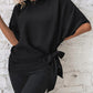 Batwing Sleeves Knotted Hem Plus Blouse