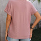 V-neck Button-down Solid Color Short-sleeved T-shirt 01225824