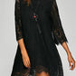 Solid Color Lace Embroidered Shift Dress