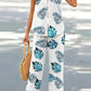 V-neck Casual Solid Color Printed Vest Wide-leg Pants Suit