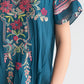 Embroidered V-neck Cotton and Linen Short-sleeved Top