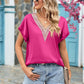 V-neck Lace Satin Short-sleeved Shirt 32097841