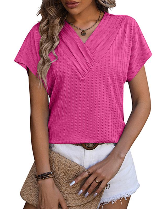 Women's V-Neck Chain Jacquard Short Sleeve T-Shirt 04509684