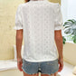 Women's V-neck Lace White Hollow Pullover Shirt 48246765YM