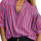 V-neck Striped Stitching Everyday Versatile Top