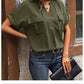 Solid Color V-neck Pocket Short-sleeved Shirt 22982116