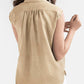 Cotton and Linen Simple Casual Sleeveless Solid Color Shirt