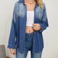 Simple Gradient Stand Collar Single-breasted Denim Shirt