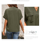 Solid Color V-neck Pocket Short-sleeved Shirt 22982116