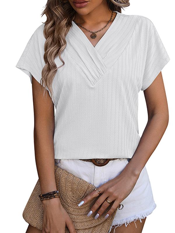 Women's V-Neck Chain Jacquard Short Sleeve T-Shirt 04509684