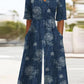 Temperamental Commuting V-neck Printed Jumpsuit