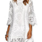 Solid Color Lace Embroidered Shift Dress