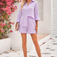 Women's Three-quarter Sleeve Short Cotton Two-piece Suit