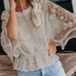 Lace Embroideried Chiffon Batwing Sleeves Blouse