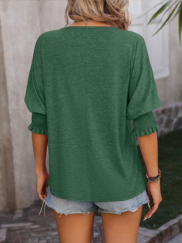 Loose V-neck and Dolman Sleeve T-shirt 51367206