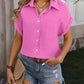 Women's Loose Pocket Casual Wrinkled Short Sleeve Shirt