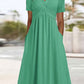 Women's Half Sleeve V-neck Solid Color Pockets Midi Dress