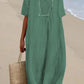 Women's Solid Color Cotton And Linen Short Sleeve Dress