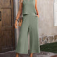 Sleeveless Vest and Wide-leg Pants Casual Two-piece Suit