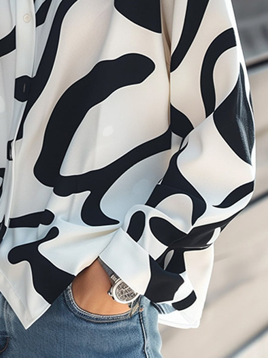 Irregular Printed Long Sleeve Shirt