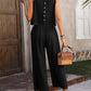 Sleeveless Vest and Wide-leg Pants Casual Two-piece Suit