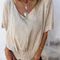 Loose V-neck Casual Cotton and Linen Top