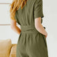 Casual Cotton and Linen Solid Color Belted Jumpsuit